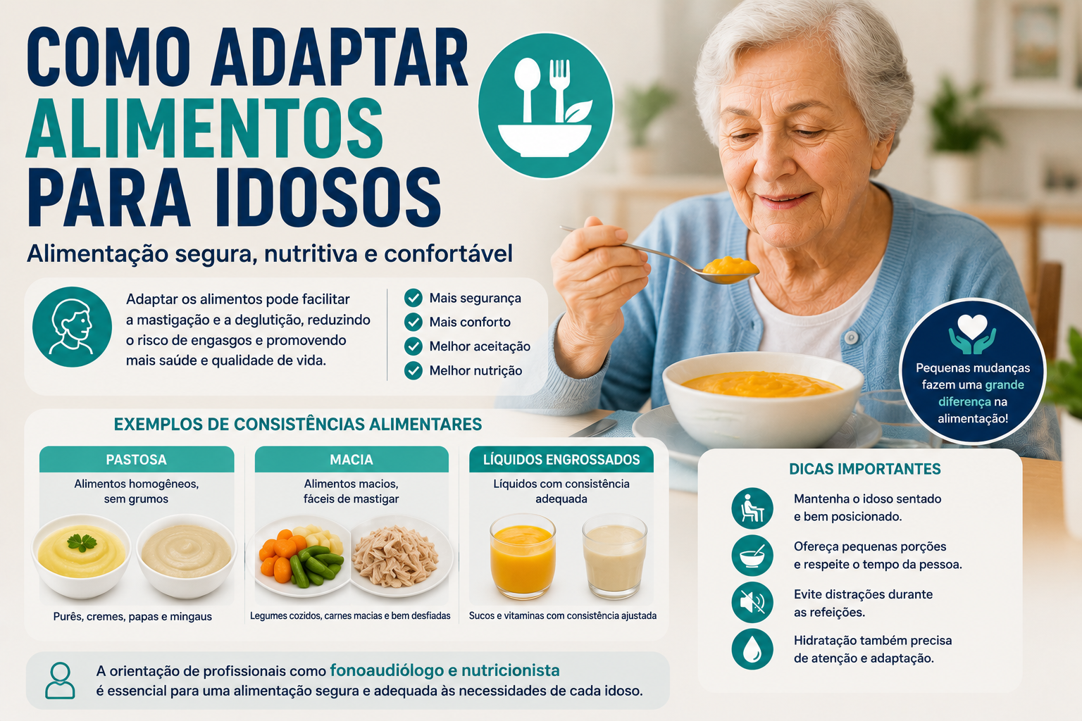 Como adaptar alimentos para idosos com disfagia