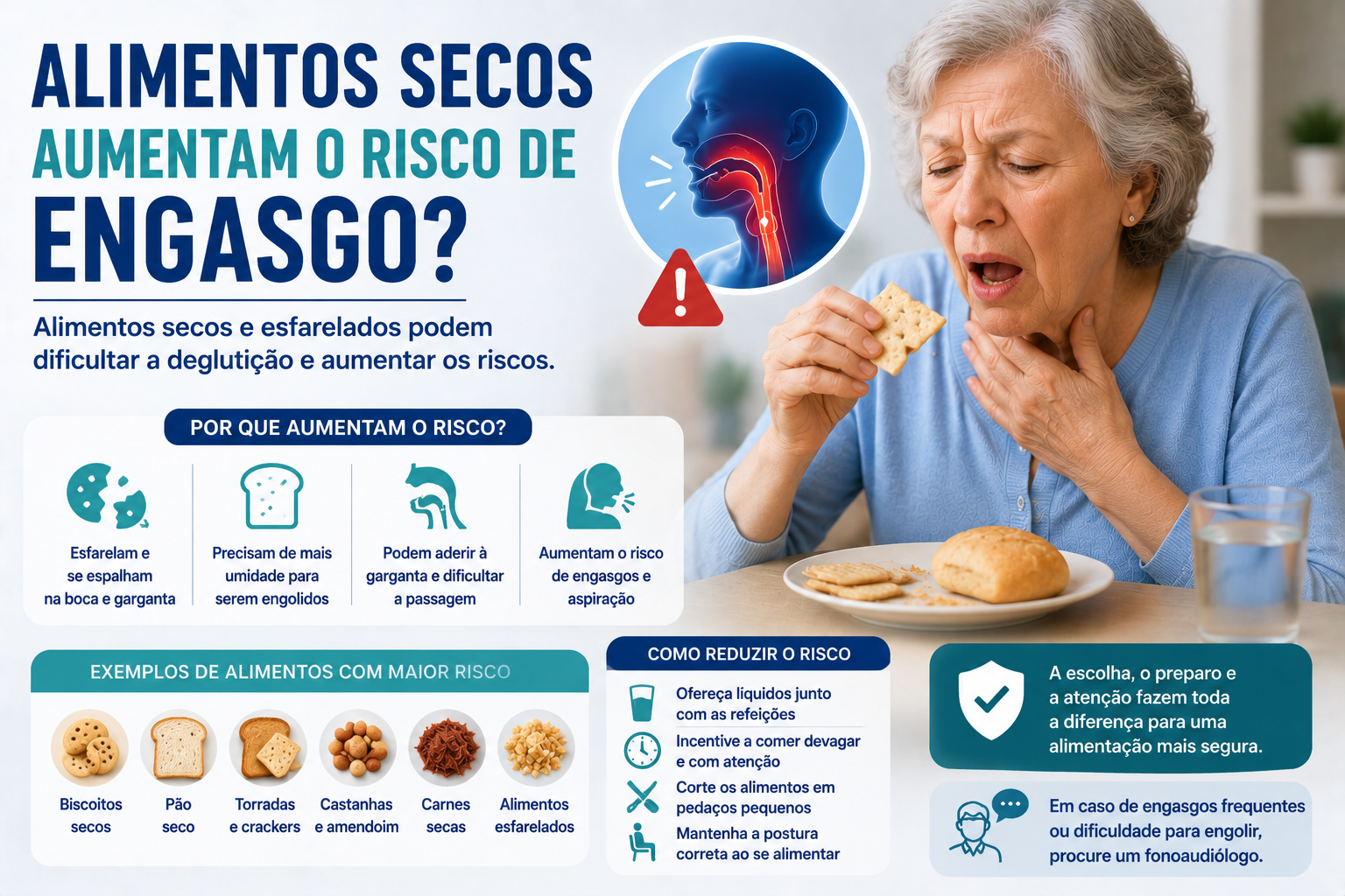 Alimentos secos e risco de engasgo na alimentação segura