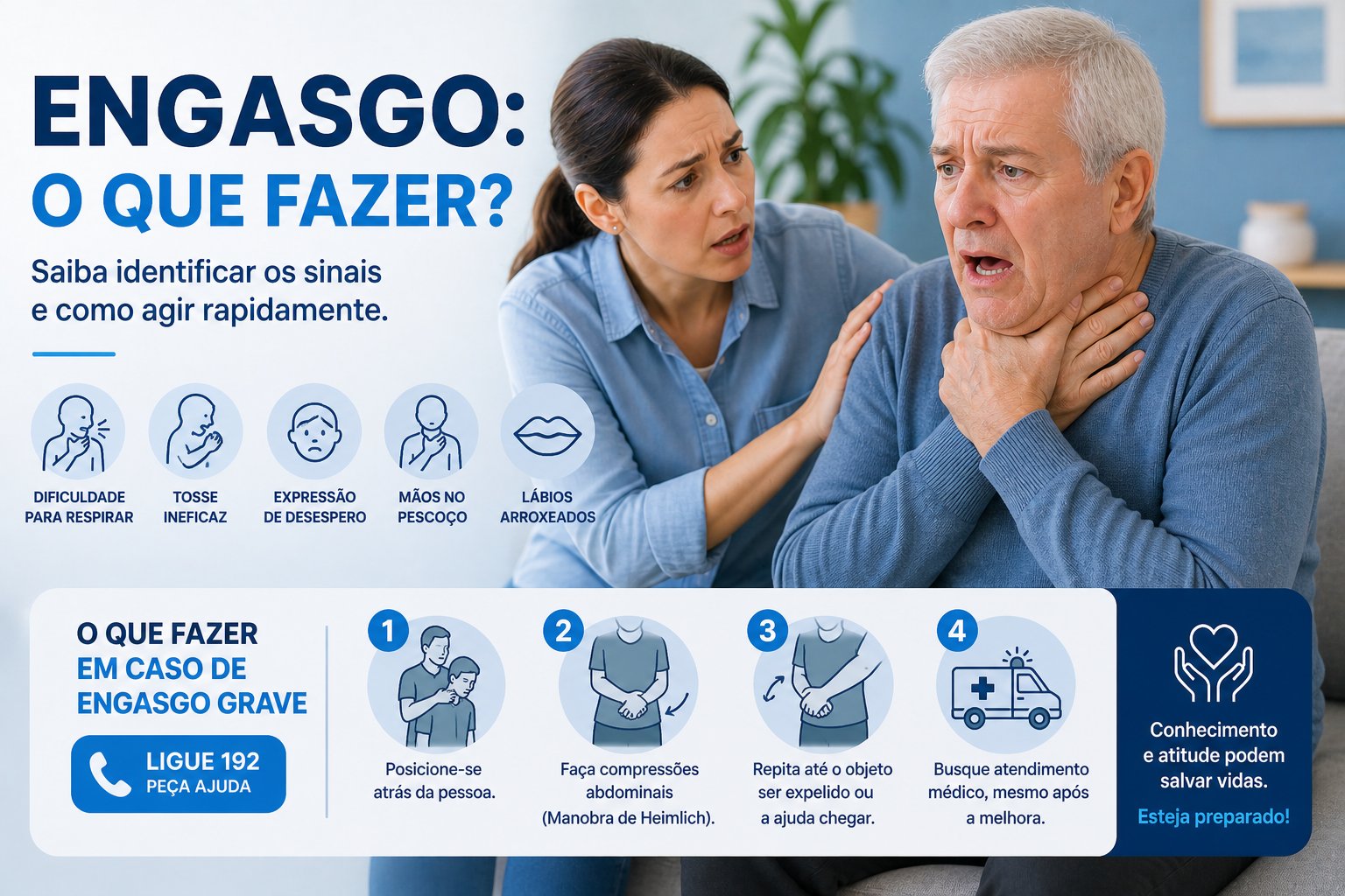 Sinais de engasgo e primeiros cuidados em pessoas com disfagi